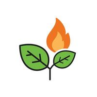 A green leaf with a flame on it vector