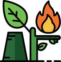 Fire and plant icon on white background vector