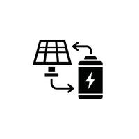A solar panel and battery are connected to a power source vector
