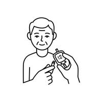A man is holding a phone and looking at it vector