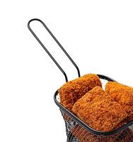 Crispy fried snacks served in a basket with a handle photo