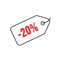 A price tag with the word 20 on it vector