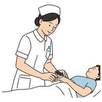 A nurse is checking the pulse of a patient vector