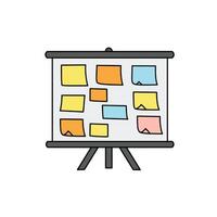 A whiteboard with sticky notes on it vector