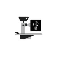 A black and white illustration of a medical scanner vector