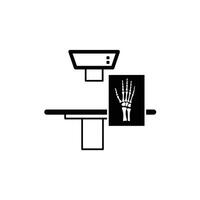 A black and white illustration of a medical table vector