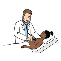 Doctor examining a patient's chest vector