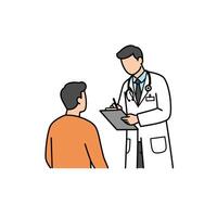 An illustration of a doctor talking to a patient vector