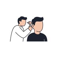 An illustration of a doctor examining a patient's ear vector
