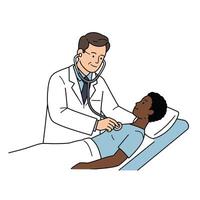 A doctor examining a patient's chest vector