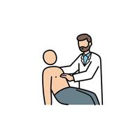 A doctor is examining a man's chest vector