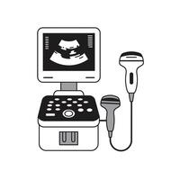 A black and white image of a ultrasound machine vector