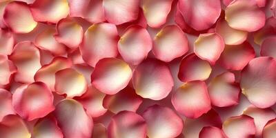 Colorful rose petals creating a romantic carpet on a soft surface for a festive event or celebration photo
