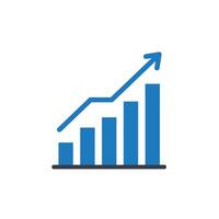 A graph chart with an arrow going up vector