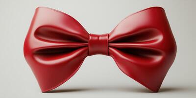 Elegant red bow on a neutral background perfect for festive decorations and formal attire photo