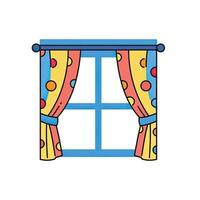 Window with curtains and polka dots on white background vector