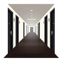 An empty hallway with two doors and a light vector
