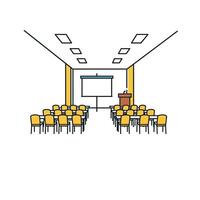 A meeting room with chairs and a projector screen vector