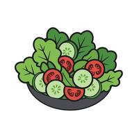 A bowl of vegetables with tomatoes and cucumbers vector