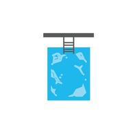 A ladder is in the water with a dolphin swimming in the water vector