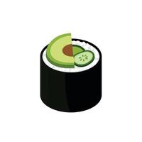 Sushi with cucumber and avocado on a white background vector