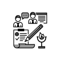 A black and white illustration of a pen and paper vector