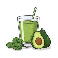Avocado smoothie with spinach and avocado illustration vector