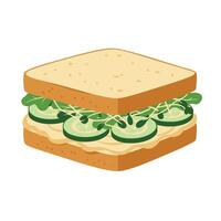 A sandwich with cucumbers and lettuce on it vector