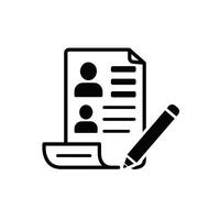 A black and white image of a pen and paper vector