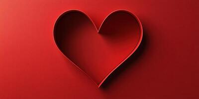 Heart shape crafted with red paper displayed against a solid red background to symbolize love and affection photo