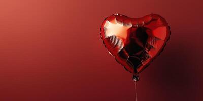 Heart-shaped balloon against a red background creating a romantic atmosphere for special occasions photo
