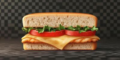 Delicious sandwich with fresh ingredients served on a textured background highlighting its layers and flavors photo