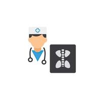 A doctor is holding a spine and a bone vector