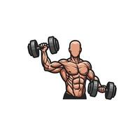 A man with a dumbbell in his hand vector