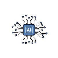 Ai chip icon on white background vector