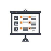 A presentation screen with icons on it vector
