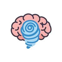 A blue and pink spiral brain icon vector