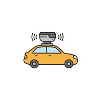 A car with a camera on top of it vector