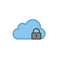 Cloud security icon with padlock and cloud vector