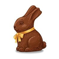 Chocolate easter bunny with bow illustration vector