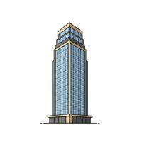 A cartoon building with a tall glass window vector