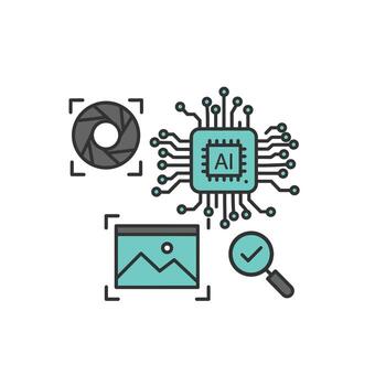 Ai and computer technology icons vector
