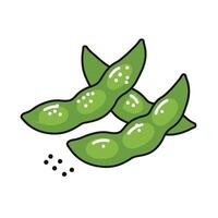 Two green beans with seeds on a white background vector