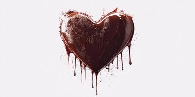 Heart shaped chocolate melting on a white background perfect for romantic occasions and sweet treats photo