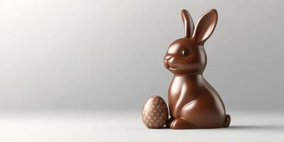 Chocolate bunny and egg create a festive atmosphere for Easter celebrations in springtime photo