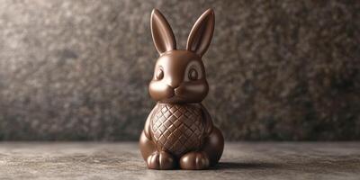 Chocolate rabbit figurine on a textured surface showcasing intricate details and a rich color during a festive season photo