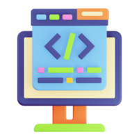 Coding 3D element illustration png