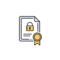 A document with a lock icon and a seal vector