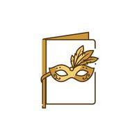 A mask and a book on a white background vector