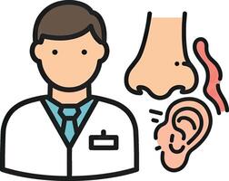 An illustration of a doctor with a ear and a nose vector